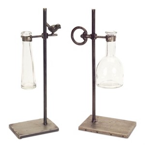 Glass and Metal Bud Vase Set – Rustic Style with Two Sizes by Melrose - 1 of 4