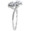 Pompeii3 1cttw Two Stone Diamond Engagement Halo Anniversary Ring 14k White Gold Round - 2 of 4