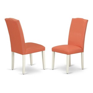 East West Furniture Encinal 40" Leather Dining Chairs in Flamingo Pink/White (Set of 2) - 1 of 4