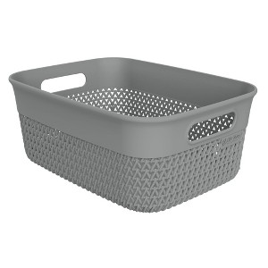 Life Story Medium Storage Basket, Decorative Plastic Home Organizer, Lightweight Versatile Tub with Built-In Handles, 10 Quart, Gray - 1 of 4