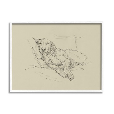 Stupell Resting Labrador Dog Pencil Sketch Framed Giclee