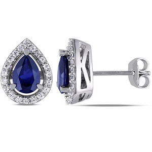 EVERLY JEWELRY |  Sterling Silver 2 3/4 CT TGW Created Blue Sapphire Created White Sapphire Fashion Post Earrings - 1 of 4