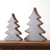 Wooden Pine Tree Set of 2 – 11.75 in Height Blue and Brown Holiday Decor By Melrose - 2 of 4