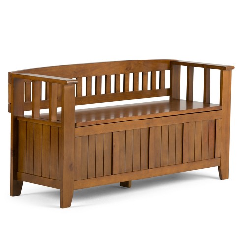 48 Normandy Solid Wood Entryway Storage Bench Light Avalon Brown