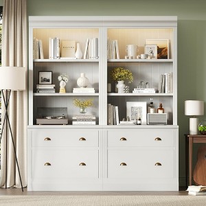 Polibi 2-Piece LED Bookcase Set with Drawers & Adjustable Shelves - 1 of 4