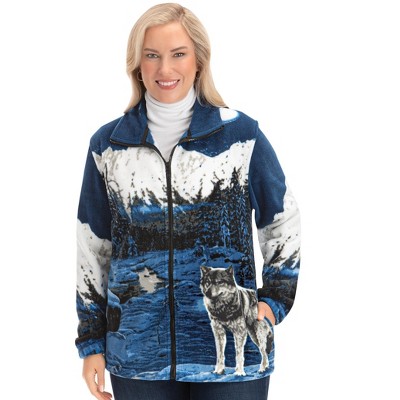 Collections Etc Mountain Wolf Fleece Jacket