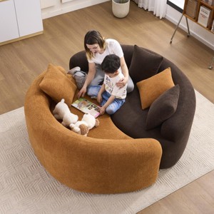 Accent Sofa Couch Contemporary Chenille Upholstered Design for Bedroom or Apartment Wide - 3irtyhousy - 1 of 4