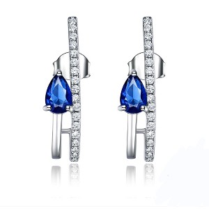 Blue Sapphire Drop Earrings for Women Sterling Silver Ginger Lyne Collection - 1 of 4
