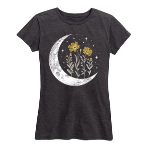 Women's - Instant Message - Floral Moon Short Sleeve Graphic T-Shirt - 1 of 4