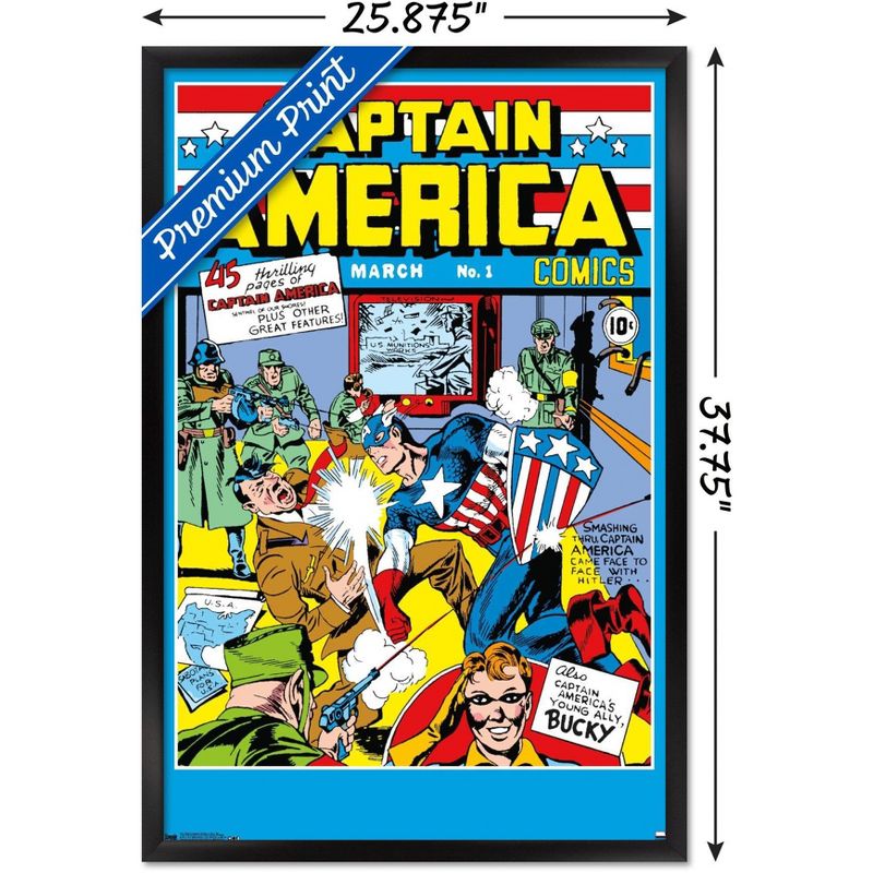 Trends International 24X36 Marvel Comics - Captain America - Cover #1 Framed Wall Poster Prints, 3 of 7
