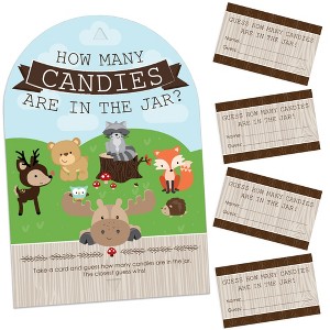 Big Dot of Happiness Woodland Creatures - How Many Candies Baby Shower or Birthday Party Game - 1 Stand and 40 Cards - Candy Guessing Game - 1 of 4