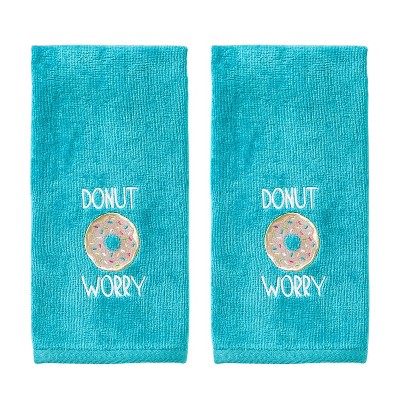 2pc Donut Worry Hand Towel Aqua - SKL Home
