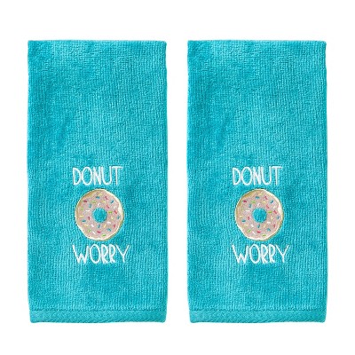 2pc Donut Worry Hand Towel Aqua - SKL Home