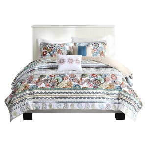 Gracie Mills Eranthe Colorful Paisley Reversible Quilt Set with Decorative Pillows - Twin/Twin Extra Long - Multicolored - 1 of 4