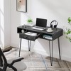 VECELO 39.3" Computer Desk Home Office Work Table with Drawers Study Writing Table Black/Brown/Gray - 4 of 4