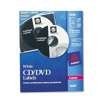 Avery Laser CD Labels Matte White 100/Pack 5698