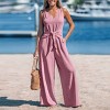 Women's Elegant V-Neck Tie-Front Wide Leg Jumpsuit -Cupshe - 4 of 4