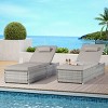 Set Of 2 Outdoor PE Rattan Chaise Lounge with Cushions,Beach Recliner with Adjustable Backrest,Armrests Patio Lounge Chair-Coolbibila - 2 of 4