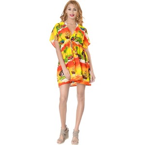 HAPPY BAY Women's Loose Swimwear Bathing Suit Beach Cover Up Beachwear Tunics Swim X-Large-XX-Large Yellow Car - 1 of 4