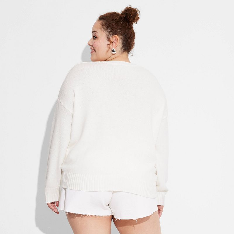 Women's Crewneck USA Pullover Sweater - Wild Fable™ Off-White, 3 of 5