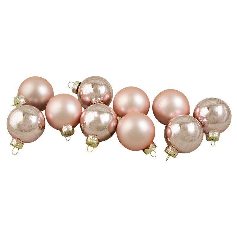 Northlight 10ct Baby Pink Glass 2-Finish Christmas Ball Ornaments 1.75" (45mm), 1 of 4