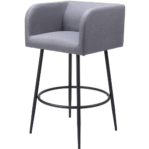 HomeRoots Set of Two 31" Gray and Black Fabric and Steel Bar Height Bar Chairs - 1 of 4