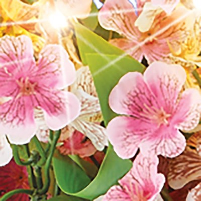 Pink Cascading Artificial Floral Hanging Basket with Lights