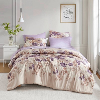 Madison Park Full Willow Floral Comforter Set with Bed Sheet Taupe — фото 2