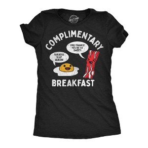 Womens Funny T Shirts Complimentary Breakfast Sarcastic Food Graphic Novelty Tee For Ladies - Crazy Dog Women's T Shirt - 1 of 4