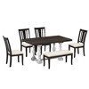 Nicbex Dining Room Table Set for 6 with Wood Dining Table Set with Upholstered Bench and Chairs for Kitchen, Dining Room - 4 of 4