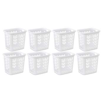 Sterilite Ultra Easy Carry Plastic Dirty Clothes Laundry Basket Hamper with Integrated Handles and Ventilation Holes, White (8 Pack)