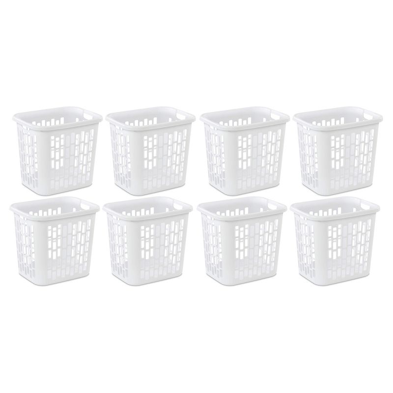 Sterilite Ultra Easy Carry Plastic Dirty Clothes Laundry Basket Hamper with Integrated Handles and Ventilation Holes, White (8 Pack), 1 of 4