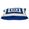 HomeRoots 18" Beige and Blue Geometric Cotton Blend Throw Pillow with Embroidery and Applique - 4 of 4