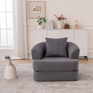 GDFStudio Sylvia Modern Convertible Foldable Corduroy Upholstered Single Lounge Chair - 1 of 4