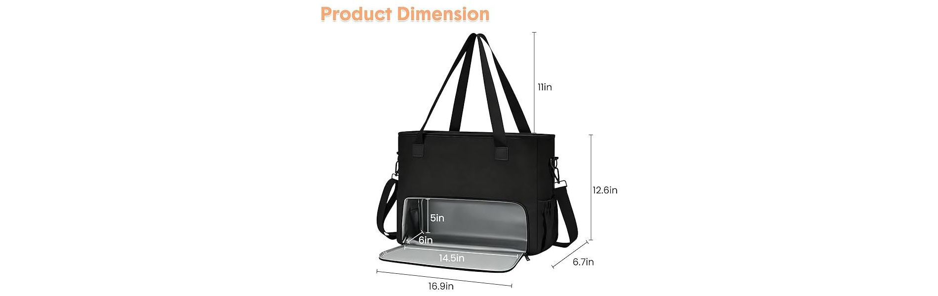 Lunch Tote Bag for Women, Work Tote Bag with Insulated Lunch Compartment, Laptop Briefcase, Wristlet Pouch for Everyday Use