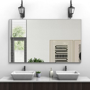 60"x36" Oversized Modern Rectangle Bathroom Mirror: Silver Frame, Decorative, Large, Wall-Mounted, Vertical/Horizontally - 1 of 4