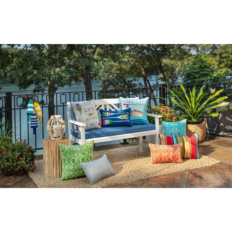 Resort Stripe Outdoor Bench Cushion Blue - Pillow Perfect, 3 of 5