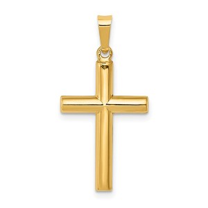 Black Bow Jewelry 14k Yellow Gold 2D Hollow Latin Cross Pendant - 1 of 4