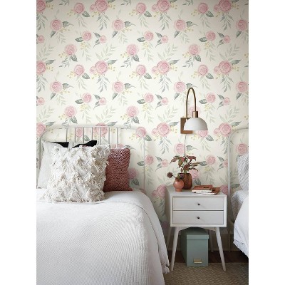 Pink Floral Blooms Self-Adhesive Removable Wallpaper