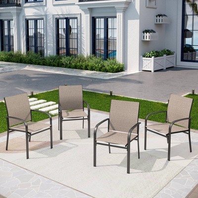 Captiva Designs Outdoor Patio Sling Fixed Dining Chairs