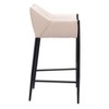 Beige Polyester Upholstered Barstool, 40" H, Ergonomic Footrest, Durable Steel Base by Zuo Modern - 4 of 4