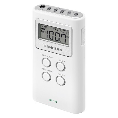 Sangean Portable Pocket AM/FM Digital Clock Radio (White)