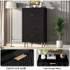 47.9" Bedroom Dresser, 5 Drawer Dresser, Wooden Tall Dresser with Metal Handles, Compact Storage Cabinet, for Closet, Living Room, Entryway, Black - 3 of 4