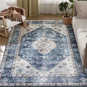 HOMCOM Area Rug, Vintage Machine Washable Rug, Non-Slip Floor Carpet for Living Room, Bedroom, Dining Room, Home Office - 1 of 4