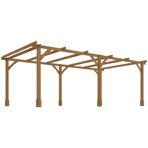 Outsunny Outdoor Pergola, Wood Gazebo Grape Trellis with Stable Structure, Dark Brown - 1 of 4