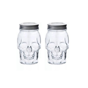 Dura Culina® 16oz 2pk Skull Glass Jar with Lids - 1 of 3