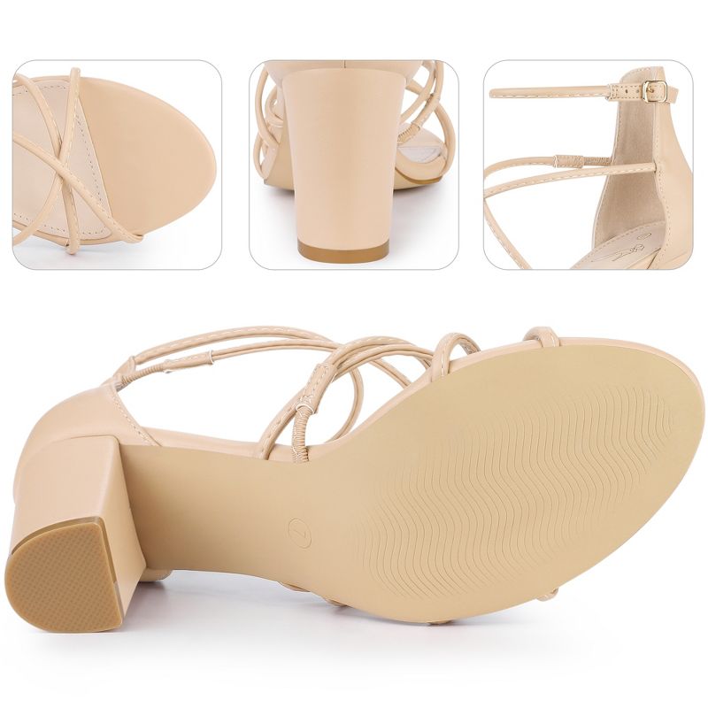 Perphy Women Crisscross Open Toe Strappy Strap Chunky Heels Sandals, 4 of 7