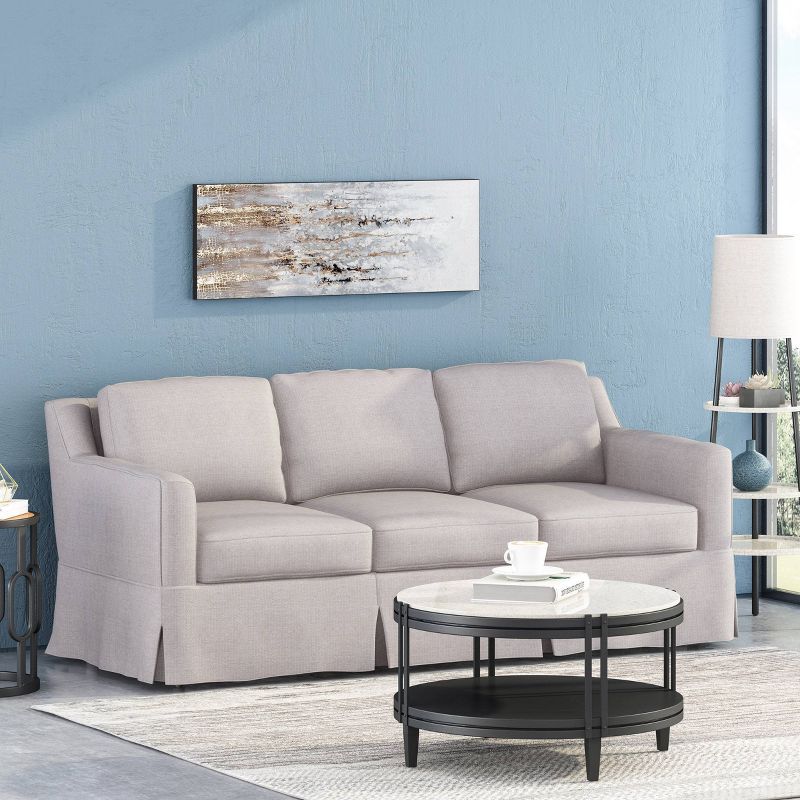 Arrastra Contemporary Fabric 3 Seater Sofa with Skirt - Christopher Knight Home, 3 of 13