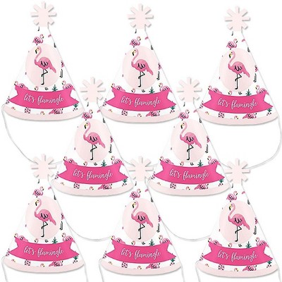 Big Dot of Happiness Pink Flamingo - Party Like a Pineapple - Tropical Summer Mini Cone Hats - Small Little Party Hats - Set of 8