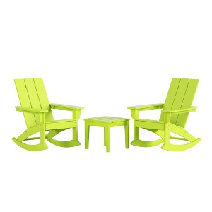 WestinTrends 3 Piece Set Outdoor Modern Rocking Chairs with Square Side Table - 1 of 4